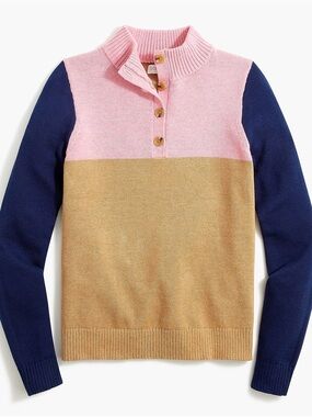 J.Crew Factory Colorblock Jacquard Sweater Mock Neck Size M